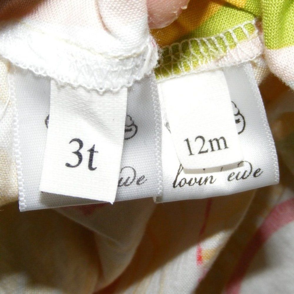 LOVIN EWE Dresses, 3T/12M Matching Pillowcase, Green Ribbon, Chevrons, Lot of 2 - Picture 3 of 5